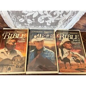 Charlton Heston Presents The Bible VHS Set Genesis Passion Jesus of Nazareth
